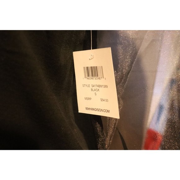 89Th Madison Black top wiith white crystal and sheer arm unique Size S/P - Picture 3 of 6